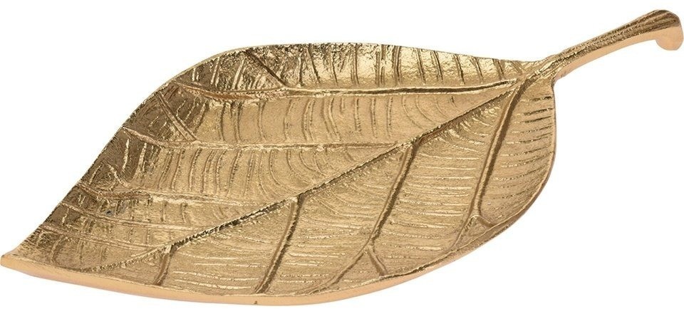 Тарелка декоративная "Лист" цвет золото 30*15*2,5см (TT-00007364)