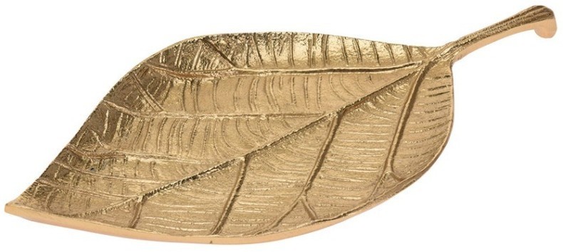 Тарелка декоративная "Лист" цвет золото 30*15*2,5см (TT-00007364)