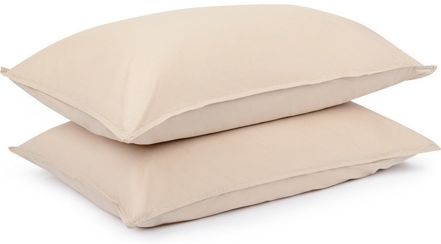 Набор из двух наволочек бежевого цвета из органического стираного хлопка из коллекции essential, 50х70 см (69377)