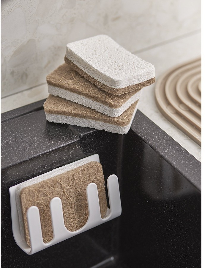 Набор губок для посуды из целлюлозы и кокосового волокна eco sponge, белые, 6 шт. (77066)