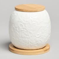 Банка lefard &quot;muse&quot; с дер.крышкой на дер.подставке 10*11,5 см 600 мл (587-211)