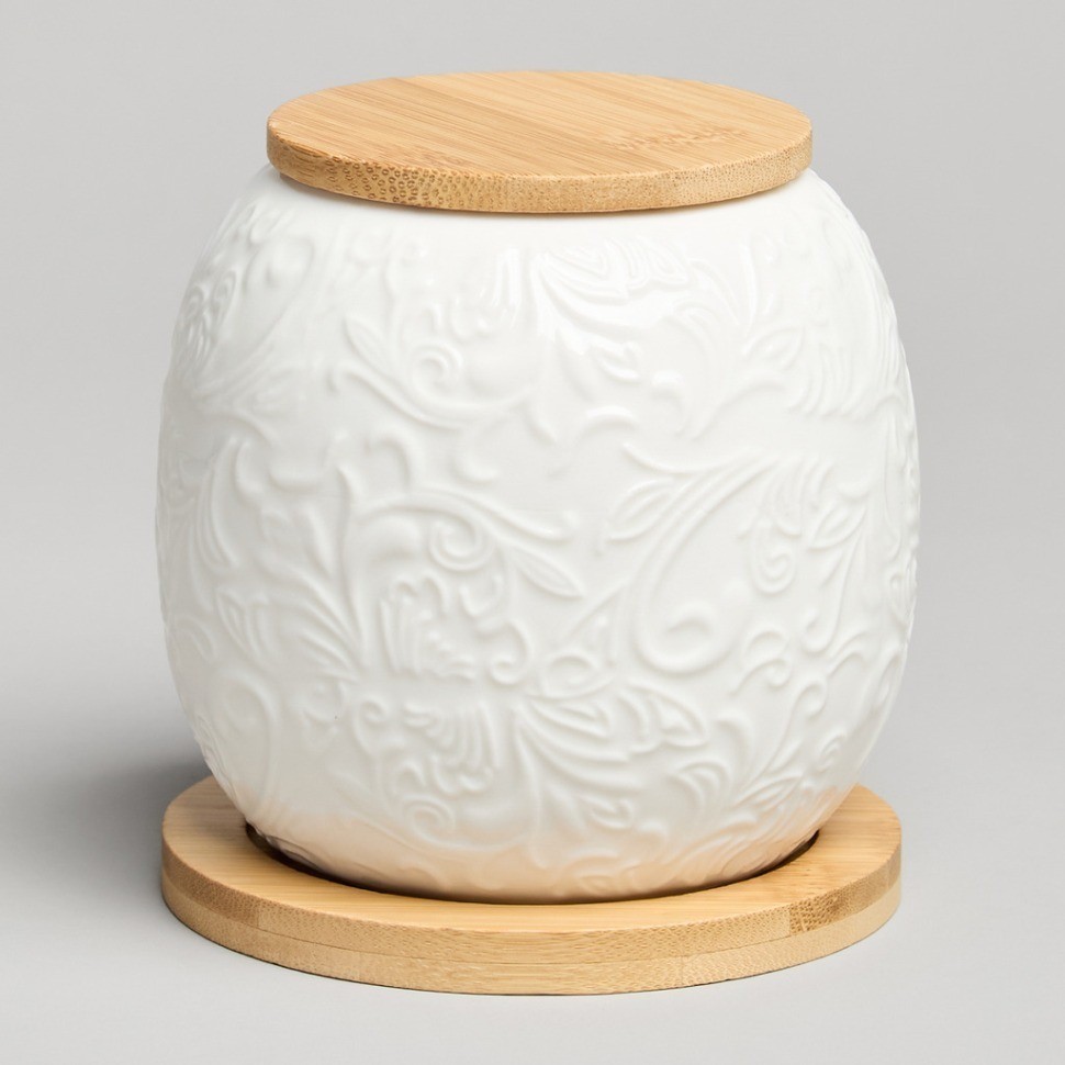 Банка lefard "muse" с дер.крышкой на дер.подставке 10*11,5 см 600 мл (587-211)