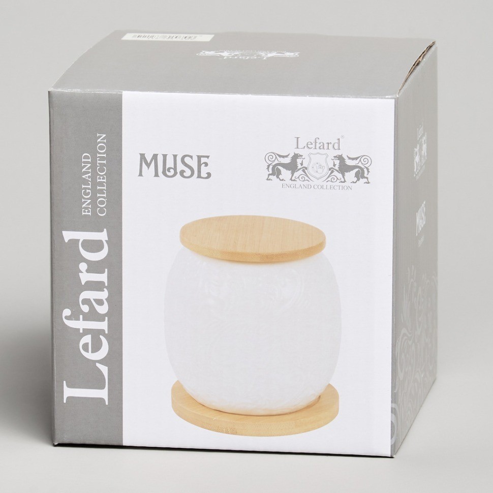Банка lefard "muse" с дер.крышкой на дер.подставке 10*11,5 см 600 мл (587-211)