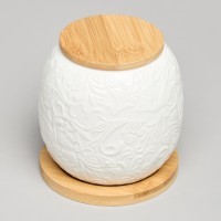 Банка lefard &quot;muse&quot; с дер.крышкой на дер.подставке 10*11,5 см 600 мл (587-211)