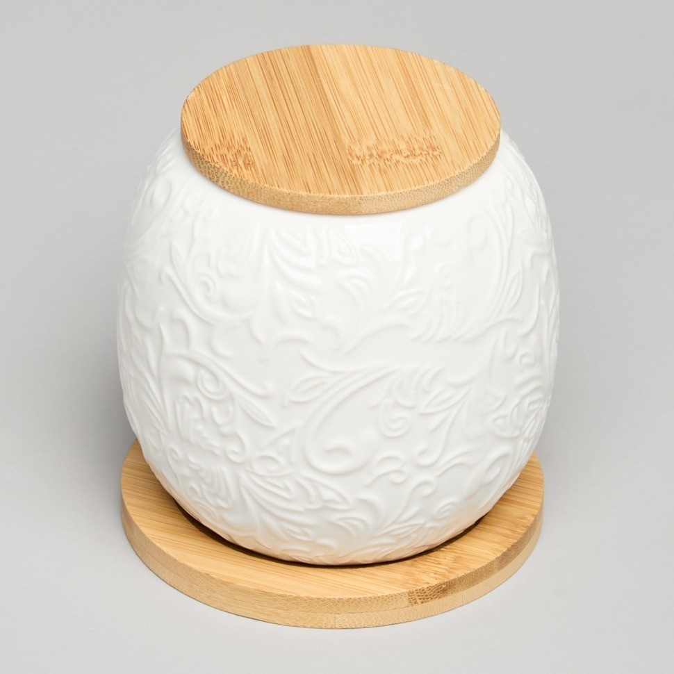 Банка lefard "muse" с дер.крышкой на дер.подставке 10*11,5 см 600 мл (587-211)