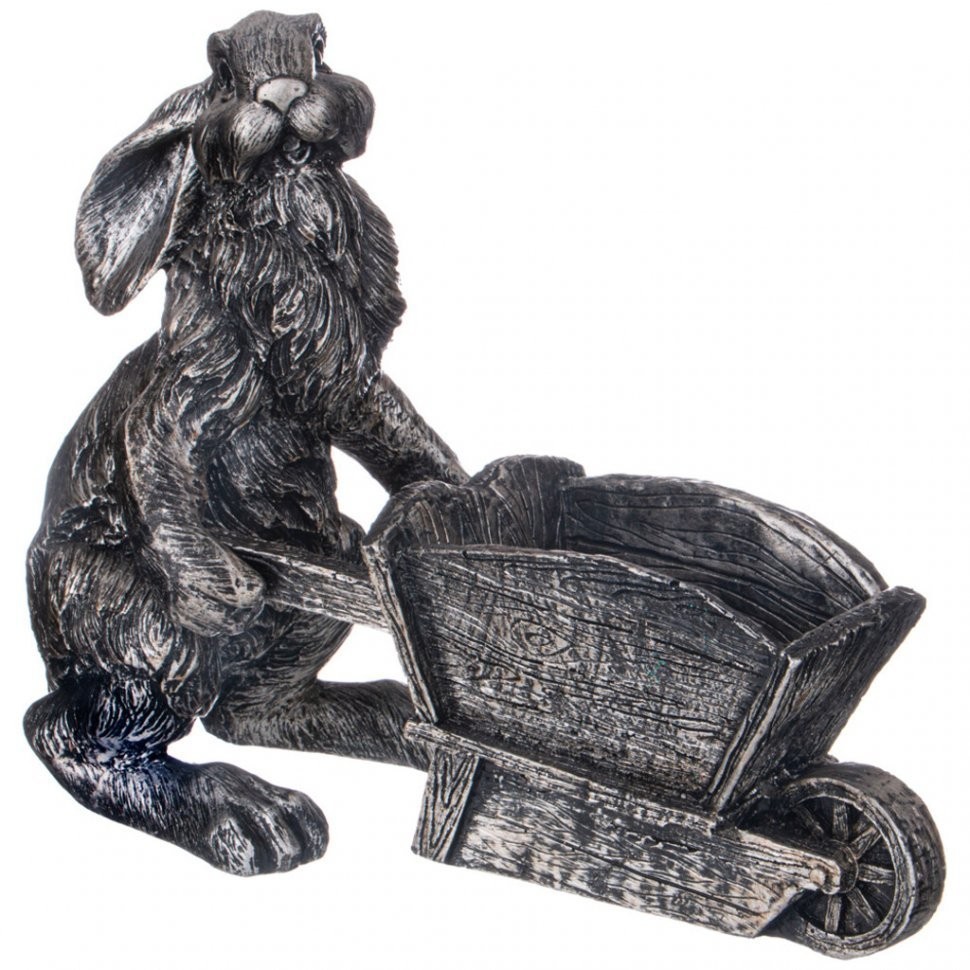 Фигурка декоративная "заяц  с тачкой" античное серебро31*37cм Lefard (169-722)