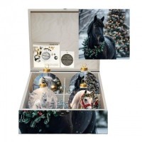 Новогодний набор на 4 шара Лунная упряжь праздника с кристаллами Swarovski (4046)