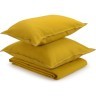 Чехол на подушку из фактурного хлопка горчичного цвета с контрастным кантом из коллекции essential, 45х45 см (69854)