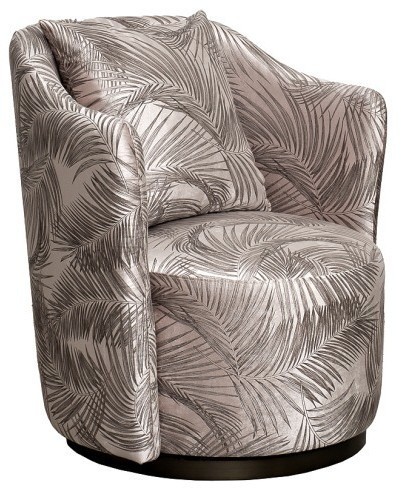Кресло Verona вращающееся,вельвет принт листья Valdes110-BEG/бронза 70*77*80см (TT-00016552)