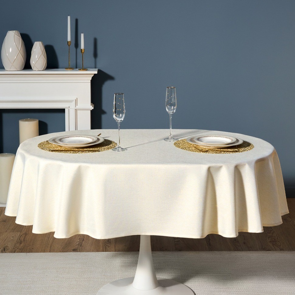Скатерть  140х180 cm овальная, "феерия. золото", цвет: бежевый, tm lefard, полиэстер 100% (кор=28шт. (986-003-27)