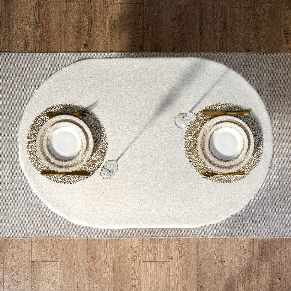 Скатерть  140х180 cm овальная, "феерия. золото", цвет: бежевый, tm lefard, полиэстер 100% (кор=28шт. (986-003-27)