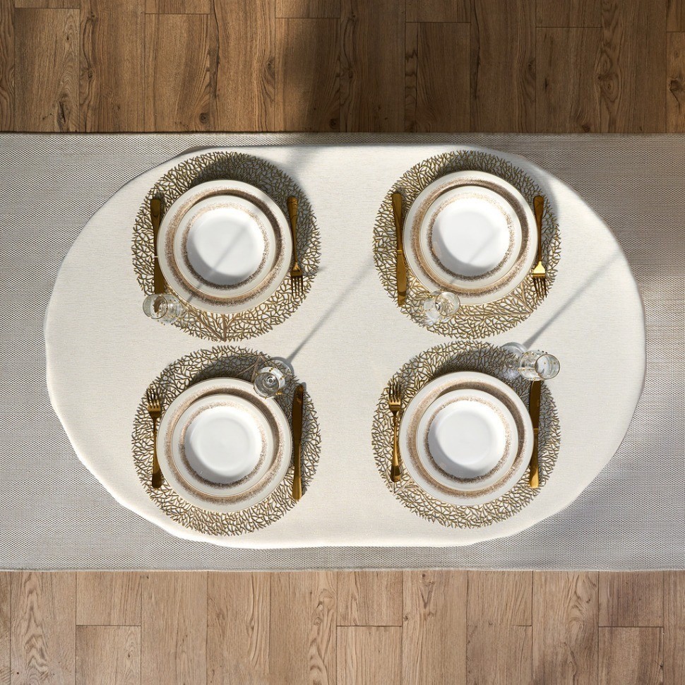 Скатерть  140х180 cm овальная, "феерия. золото", цвет: бежевый, tm lefard, полиэстер 100% (кор=28шт. (986-003-27)