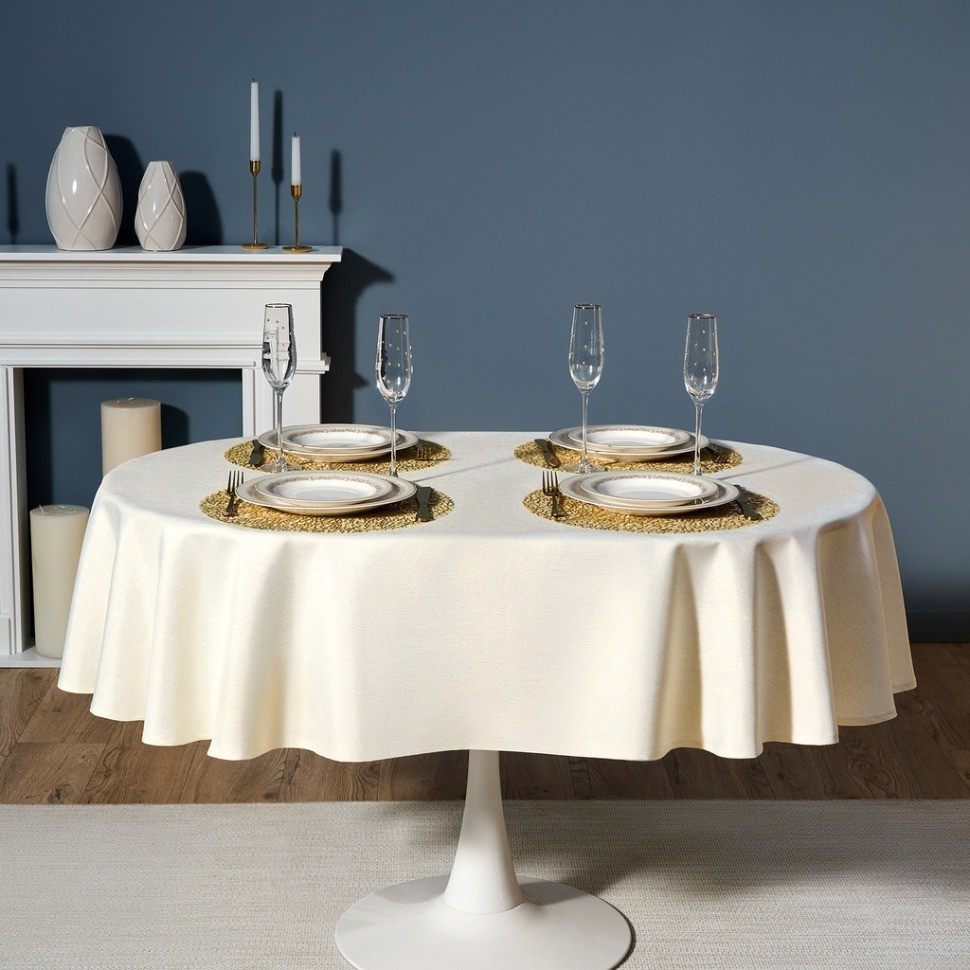 Скатерть  140х180 cm овальная, "феерия. золото", цвет: бежевый, tm lefard, полиэстер 100% (кор=28шт. (986-003-27)