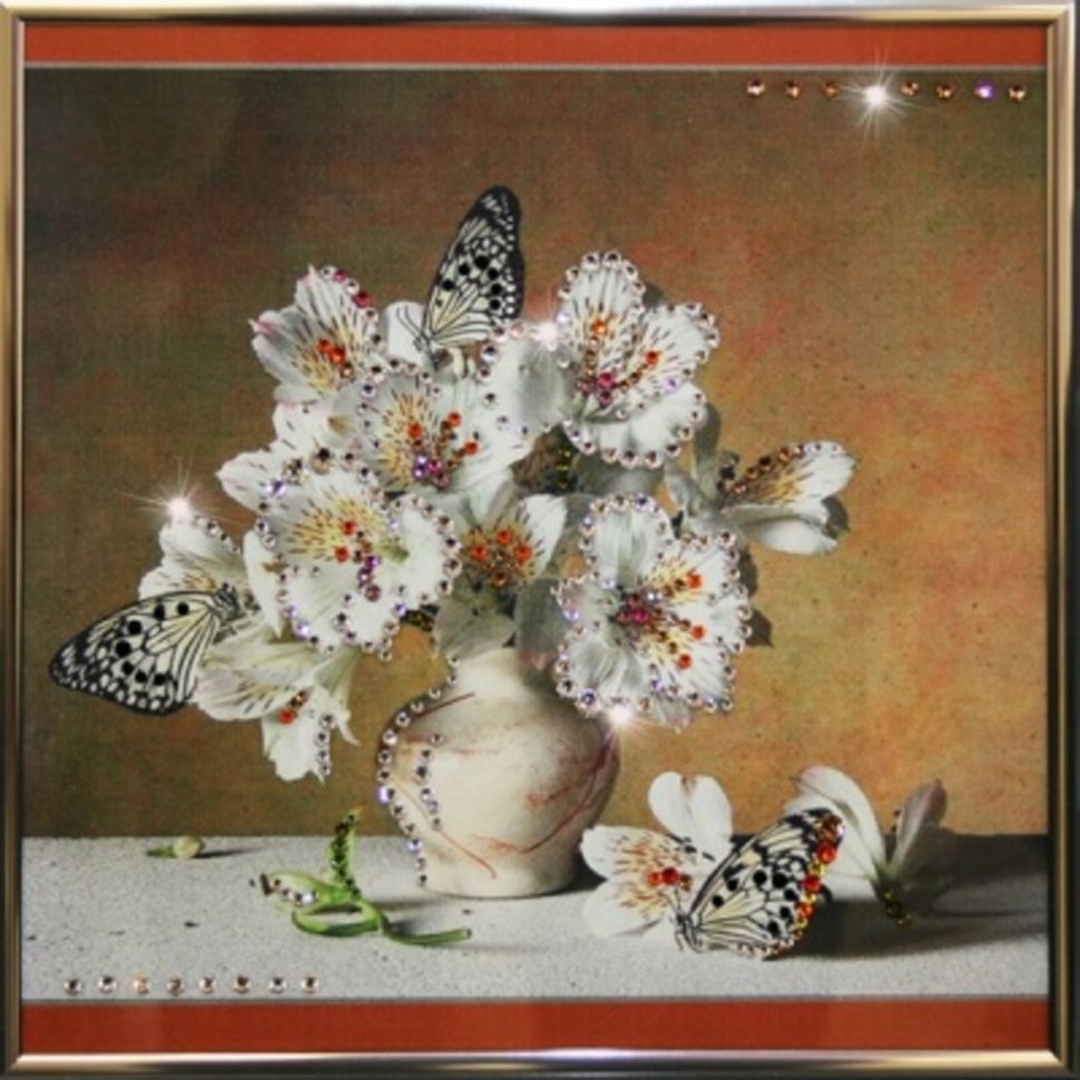 Картина Букет Альстромерий с кристаллами Swarovski (1354)