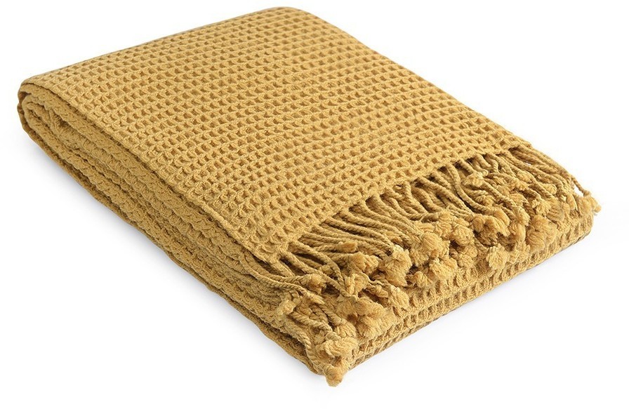 Плед из шерсти цвета охры из коллекции essential, 130х180 см (77088)