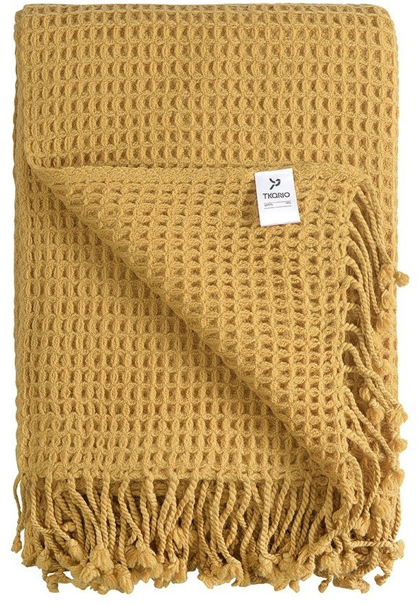 Плед из шерсти цвета охры из коллекции essential, 130х180 см (77088)