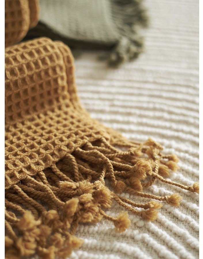 Плед из шерсти цвета охры из коллекции essential, 130х180 см (77088)
