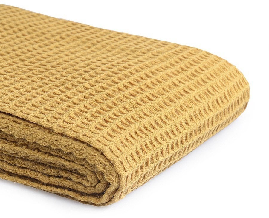 Плед из шерсти цвета охры из коллекции essential, 130х180 см (77088)