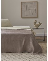 Покрывало вафельное из хлопка серо-бежевого цвета из коллекции essential, 230х250 см (77459)