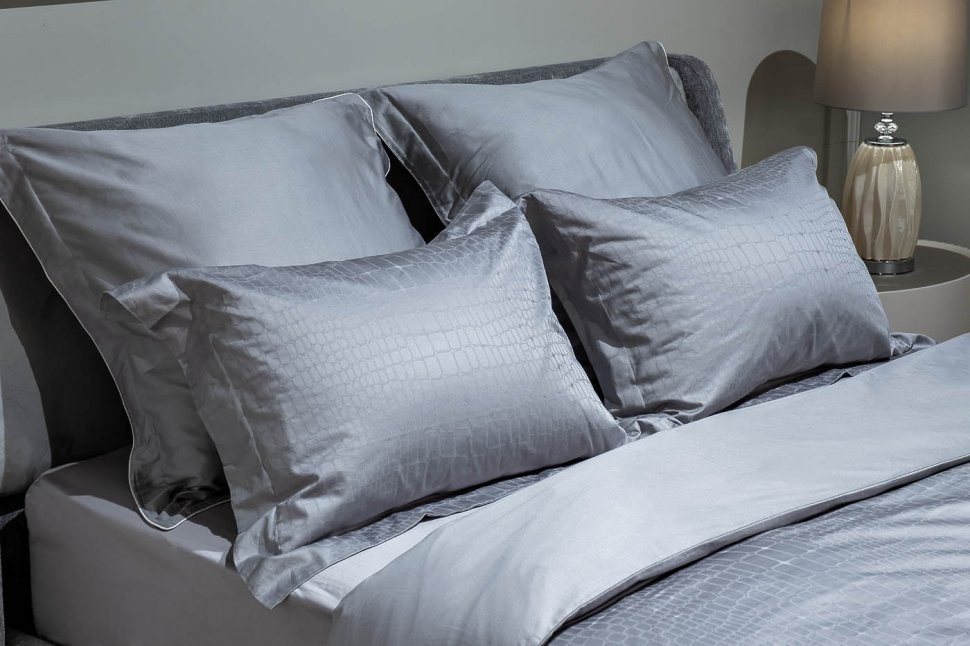 Комплект наволочек сатин жаккард Серпенте серый 50*70(2шт) (TT-00010363)