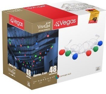 Уличная светодиодная гирлянда (мультиколор) Vegas Лампы 48 LED 2,4 м, 24V 55040 (64422)
