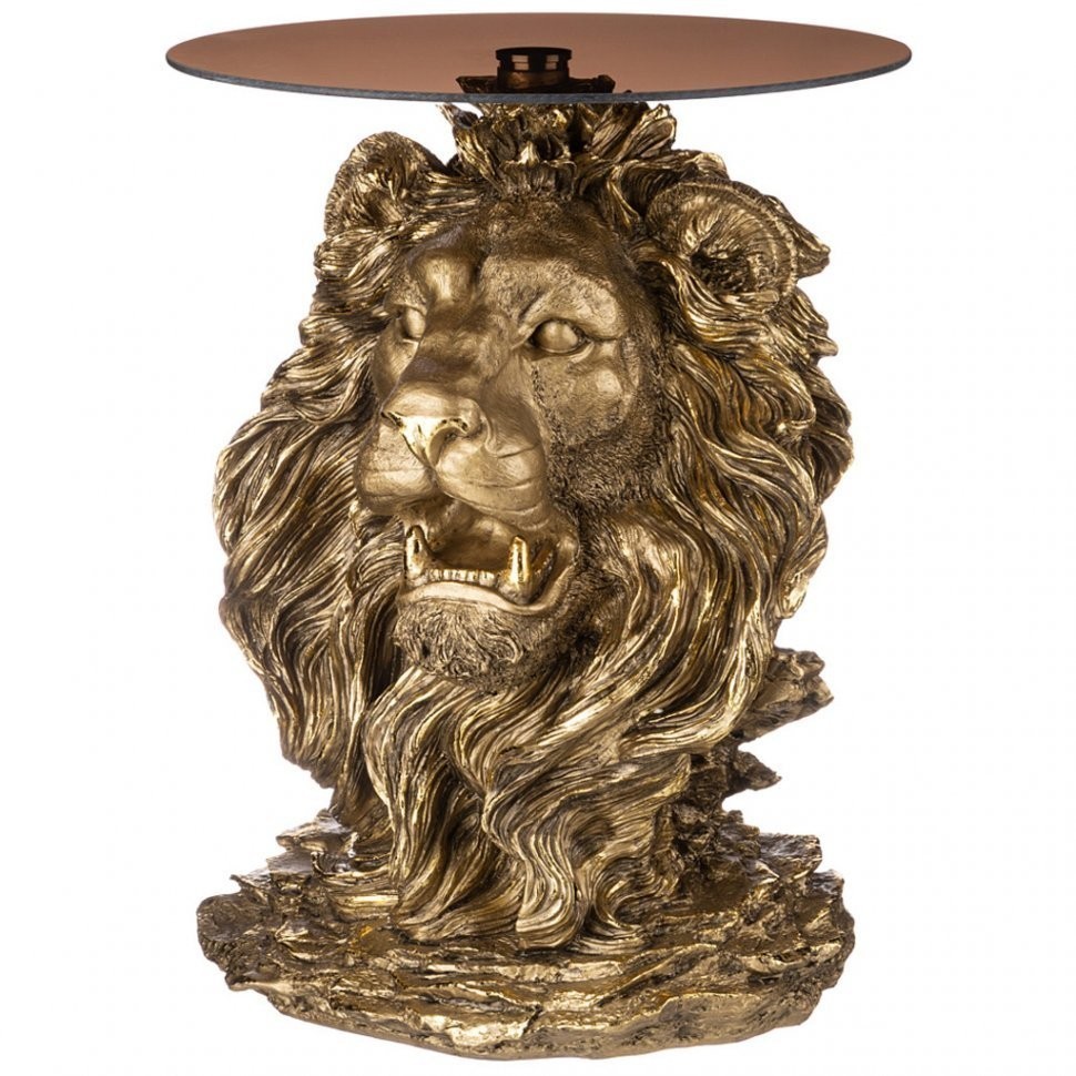 Стол журнальный со стеклянной столешницей "лев" высота 70 см цвет: бронза с позолотой ИП Шихмурадов (169-368)