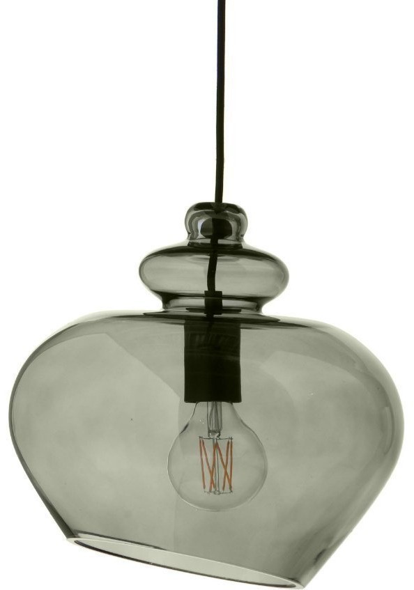 Лампа подвесная grace, 31,5хD30 см, зеленое дымчатое стекло, черный цоколь (68001)