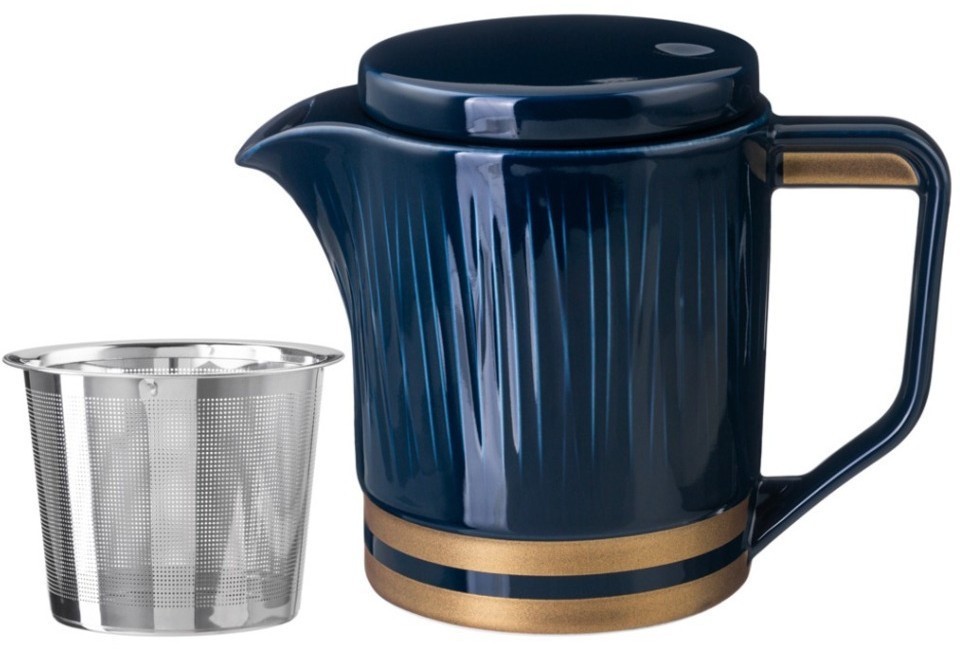 Чайник с металлическим ситом lefard "herbal" 1000 мл синий (42-458)
