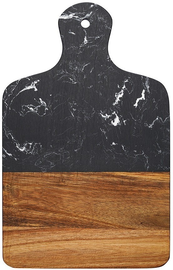 Доска сервировочная marm, 21,5х33,5 см, черный мрамор/акация (75936)