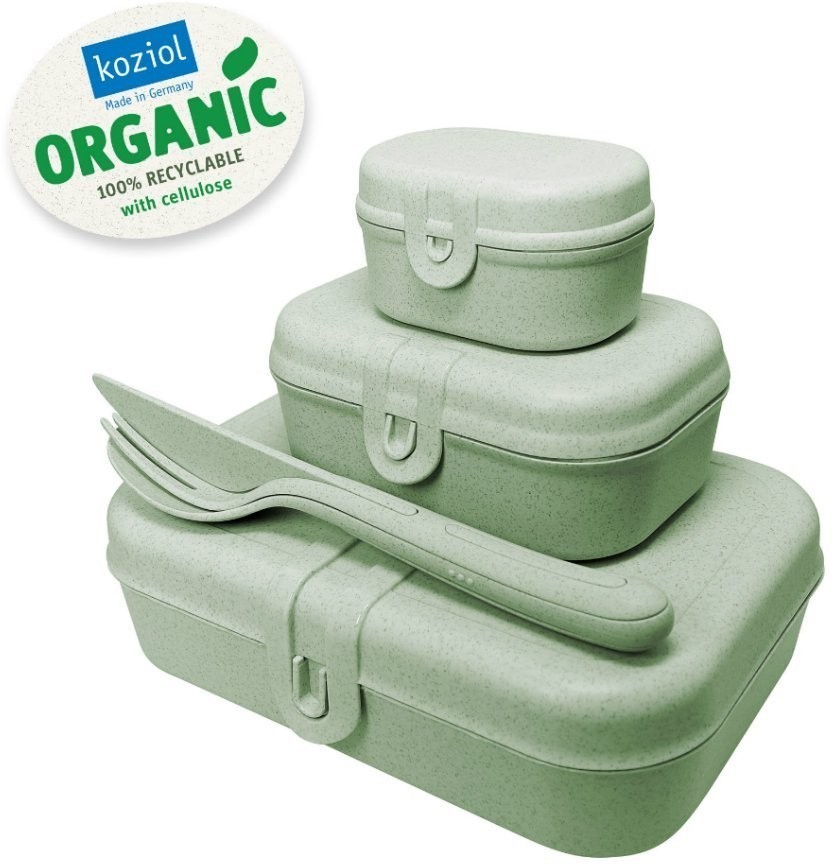 Набор ланч-боксов и столовых приборов pascal, organic, зеленый, 3 шт. (67287)