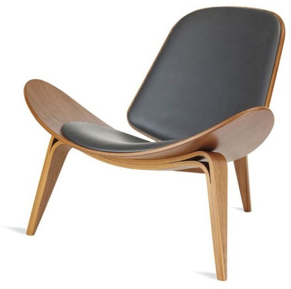 Стул Шелл BLS-01/B09G, дерево, натуральна кожа, walnut/grey, ROOMERS FURNITURE