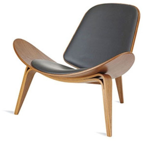 Стул Шелл BLS-01/B09G, дерево, натуральна кожа, walnut/grey, ROOMERS FURNITURE