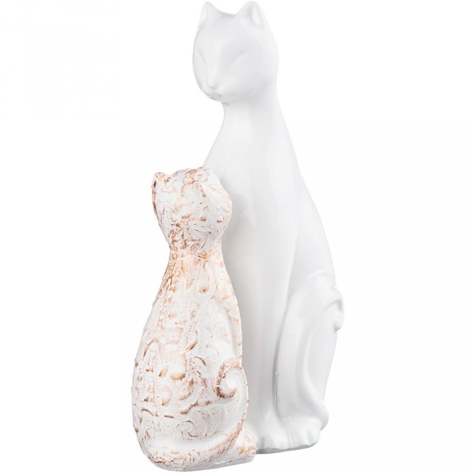 Фигурка декоративная "кошка с котенком" 16*26 см цвет: белый ИП Шихмурадов (169-275)