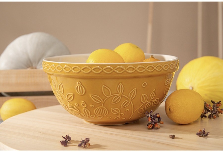 Миска горчичного цвета с рельефным узором Ягоды Тайги из коллекции russian north, 1,5 л (74286)