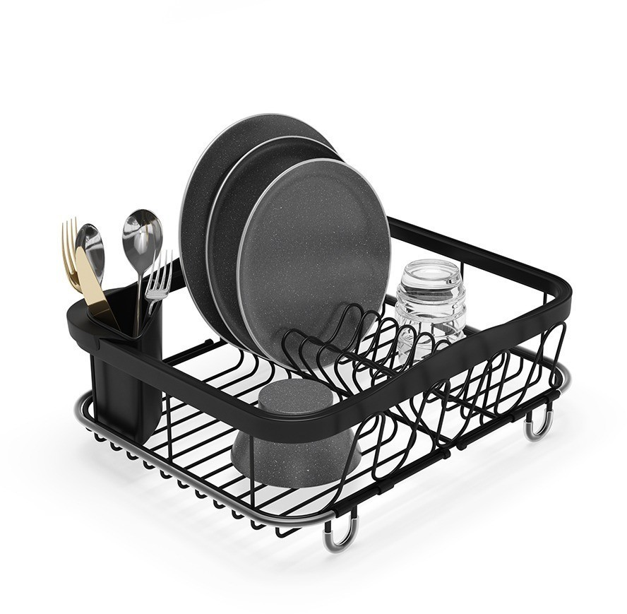 Сушилка для посуды sinkin, 28х14х47 см, черная (79165)
