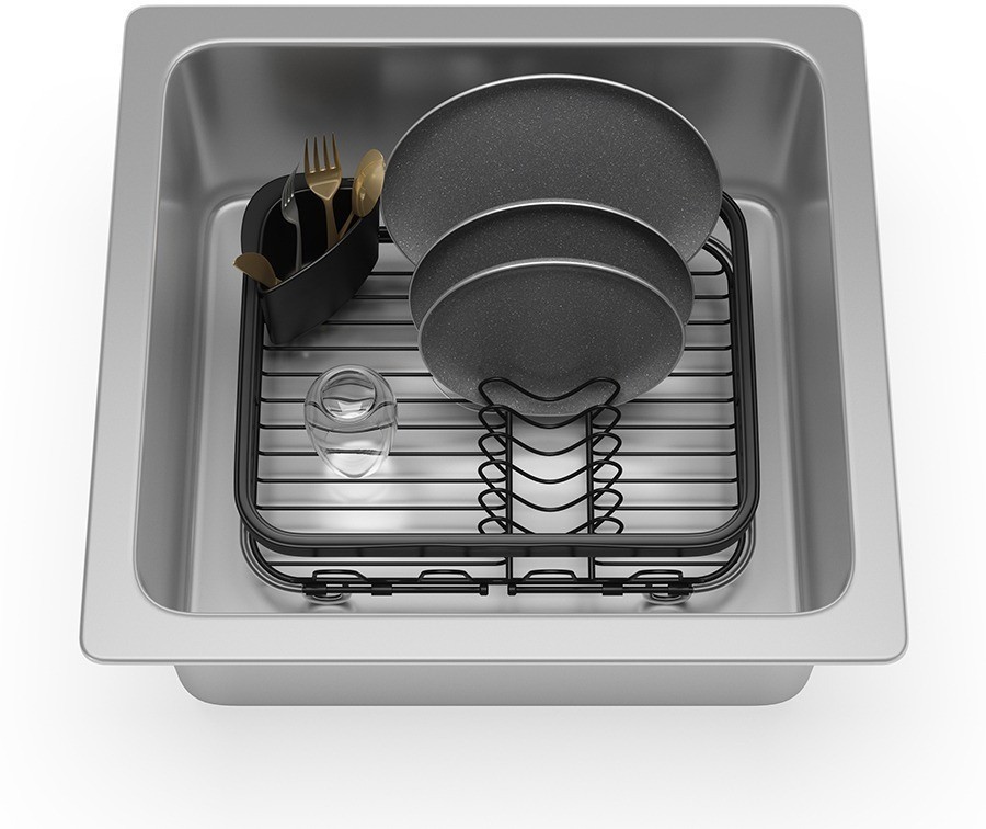 Сушилка для посуды sinkin, 28х14х47 см, черная (79165)