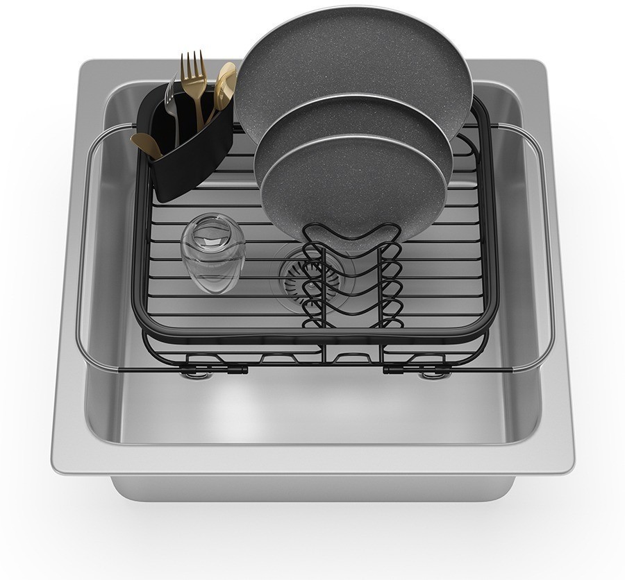 Сушилка для посуды sinkin, 28х14х47 см, черная (79165)