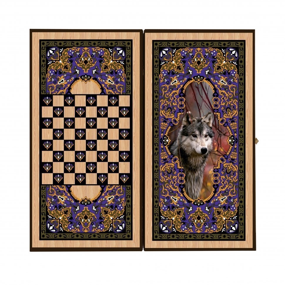 Шахматы + нарды + шашки "Сирия Волк" малые (64170)