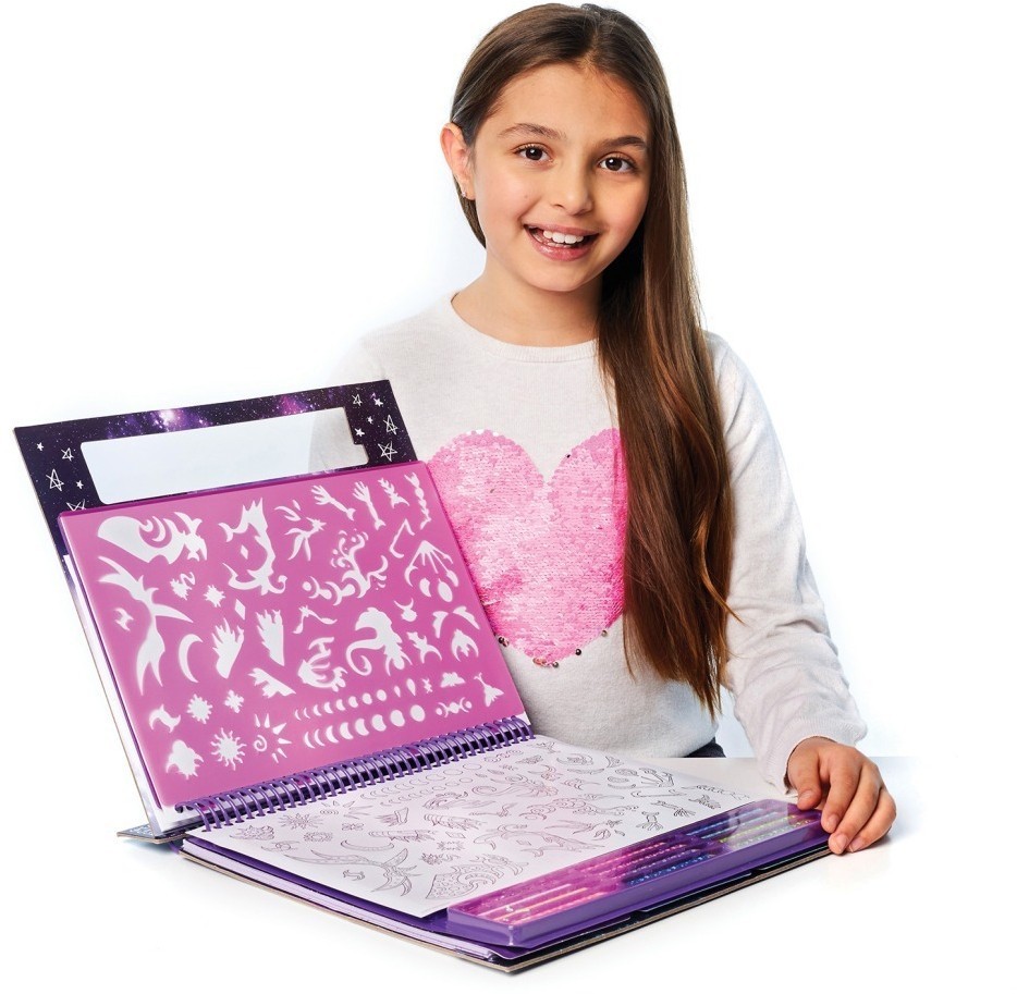 Серия Space: Раскраска для девочек (35 скетч страниц, 12 карандашей, трафареты, наклейки) (11371_NSDA)