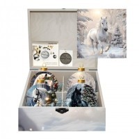 Новогодний набор на 4 шара Метель в гриве чудес с кристаллами Swarovski (4047)