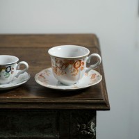 Чайная пара LFLO032AC154020/LFLO032AC155150, 15 см, фарфор, white, orange, LE COQ