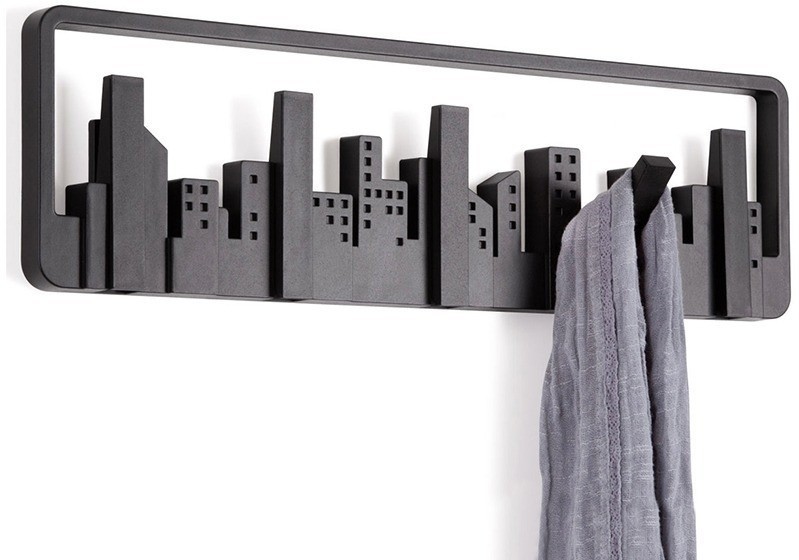 Вешалка настенная skyline, 50 см, черная, 5 крючков (39626)