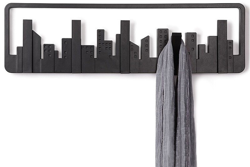 Вешалка настенная skyline, 50 см, черная, 5 крючков (39626)