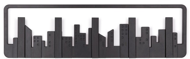 Вешалка настенная skyline, 50 см, черная, 5 крючков (39626)