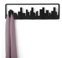 Вешалка настенная skyline, 50 см, черная, 5 крючков (39626)