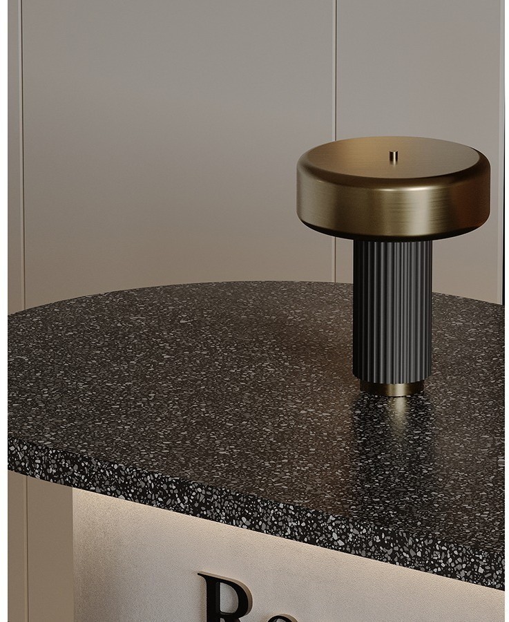 Лампа настольная stone, D27х35 см, черная/золотистая (76865)