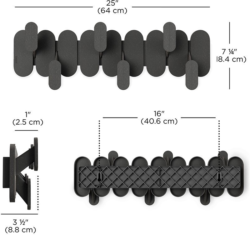 Вешалка настенная tempo, 6 крючков, черная (79961)