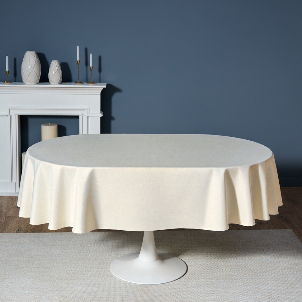 Скатерть  160х220 cm овальная, "феерия. золото", цвет: бежевый, tm lefard, полиэстер 100% (кор=20шт. (986-003-28)