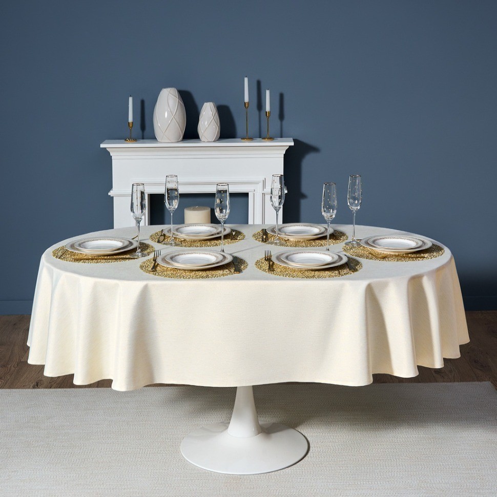 Скатерть  160х220 cm овальная, "феерия. золото", цвет: бежевый, tm lefard, полиэстер 100% (кор=20шт. (986-003-28)