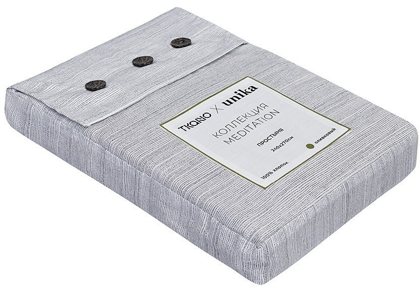 Простыня из сатина из коллекции meditation, olive, 240х270 см (77748)